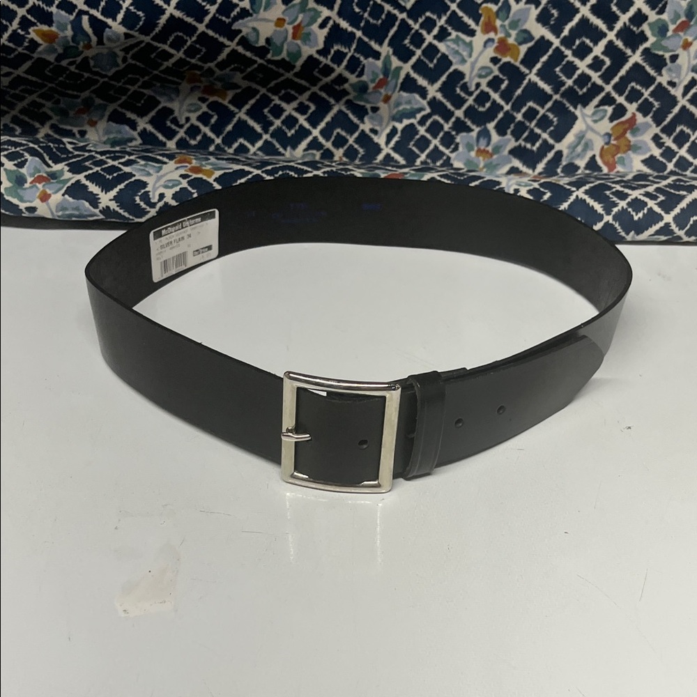 Men's Classic Black Genuine Leather Belt 1.75 inch wide